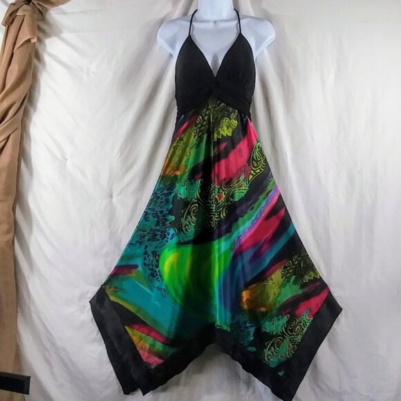 Speechless Dresses & Skirts - Speechless Women's Green /Pink Sleeveless Artsy Asymmetrical Midi Size L